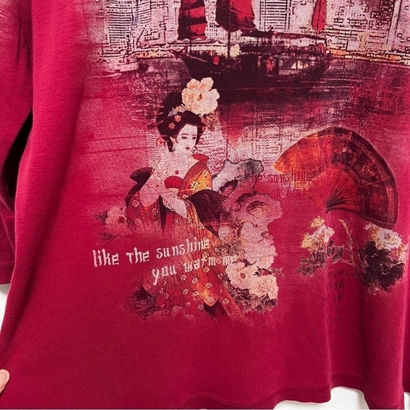 VINTAGE Y2K Christopher & Banks Hong Kong Graphic 3/4 Sleeve Shirt. Size M - Picture 6 of 12